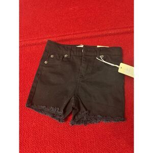 Copper Key Girls Black Denim Shorts‎ Frayed Hem Size 5